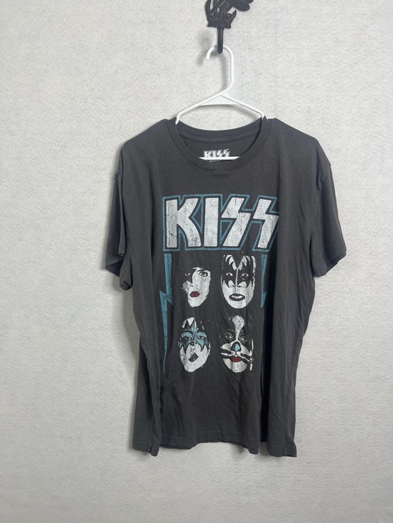 Kiss Other - Kiss Black Short Sleeve Band Tee with Multi-Color Face Art